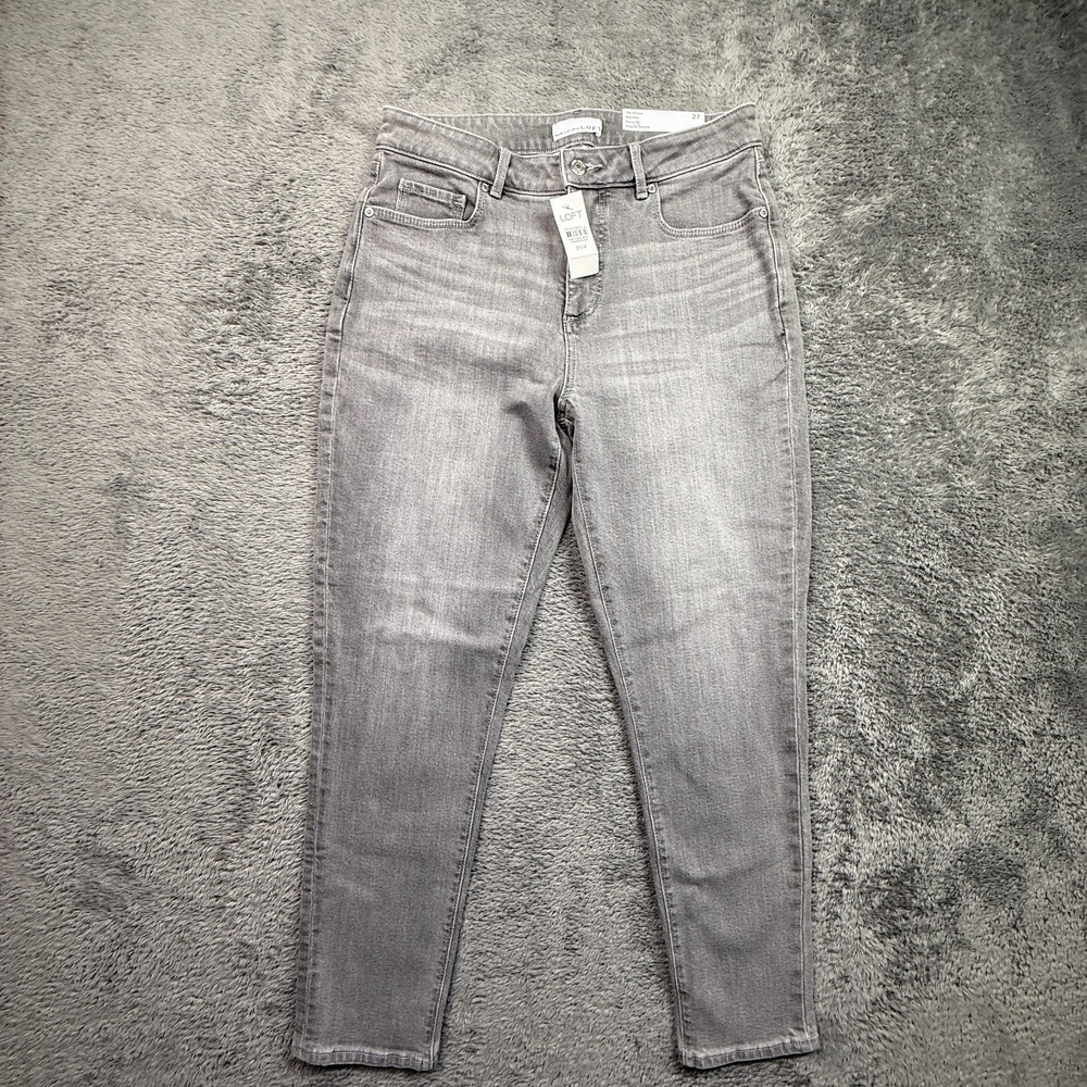 LOFT Jeans Womens 4 The Curvy Skinny NWT Gray Stretch Denim Ankle 27x26